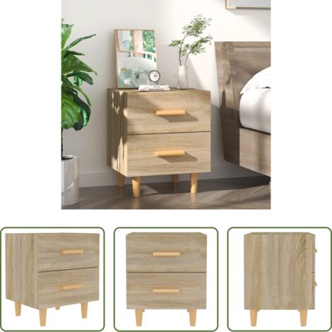 Madera contrachapada -  Mesita de noche color roble Sonoma 40x35x47,5 cm