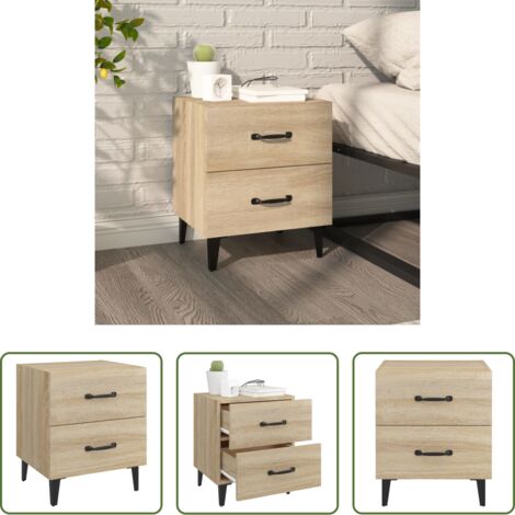 Madera contrachapada -  Mesita de noche color roble Sonoma 40x35x47,5 cm