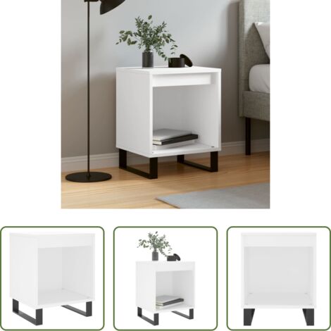 Madera contrachapada -  Mesita de noche madera contrachapada blanco 40x35x50 cm
