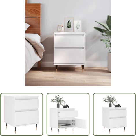 Madera contrachapada -  Mesita de noche madera contrachapada blanco 40x35x50 cm