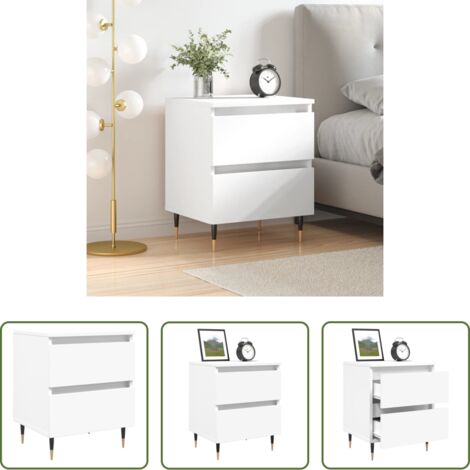 Madera contrachapada -  Mesita de noche madera contrachapada blanco 40x35x50 cm