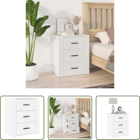 Madera contrachapada -  Mesita de noche madera contrachapada blanco 50x36x60 cm