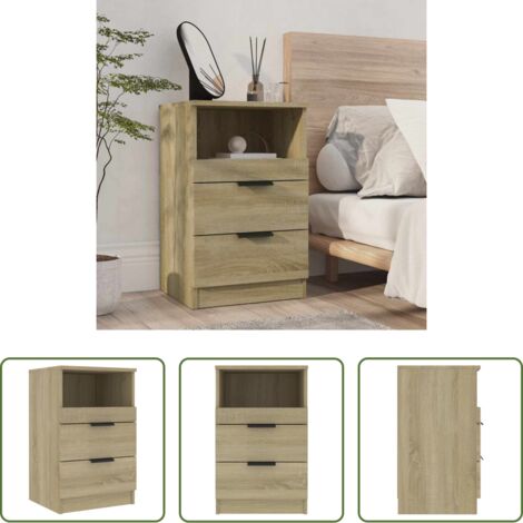 Madera contrachapada -  Mesita de noche madera contrachapada color roble Sonoma