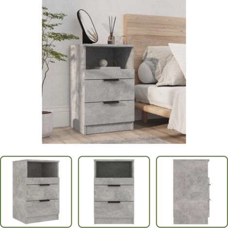 Madera contrachapada -  Mesita de noche madera contrachapada gris hormigón