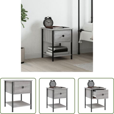 Madera contrachapada -  Mesita de noche madera de ingeniería gris Sonoma 34x35,5x45 cm