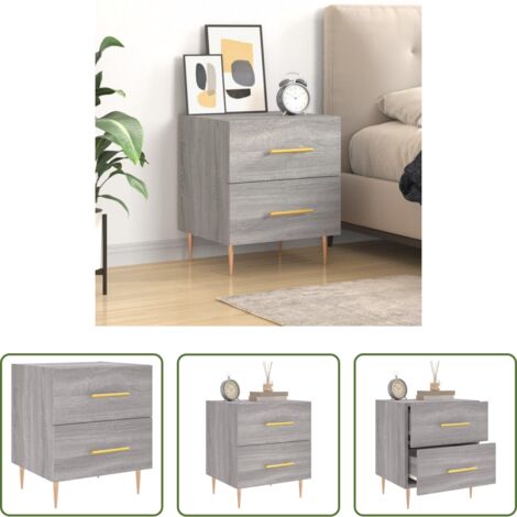 Madera contrachapada -  Mesita de noche madera de ingeniería gris Sonoma 40x35x47,5 cm