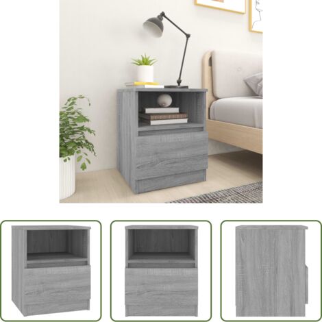 Madera contrachapada -  Mesita de noche madera de ingeniería gris Sonoma 40x40x50 cm