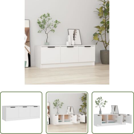 Madera contrachapada -  Mueble de TV madera contrachapada blanco 102x35x36,5 cm