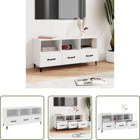 Madera contrachapada -  Mueble de TV madera contrachapada blanco 102x35x50 cm