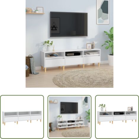 Madera contrachapada -  Mueble de TV madera contrachapada blanco 150x30x44,5 cm
