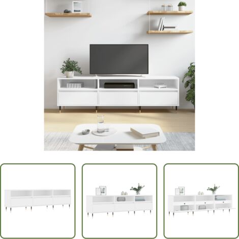 Madera contrachapada -  Mueble de TV madera contrachapada blanco 150x30x44,5 cm