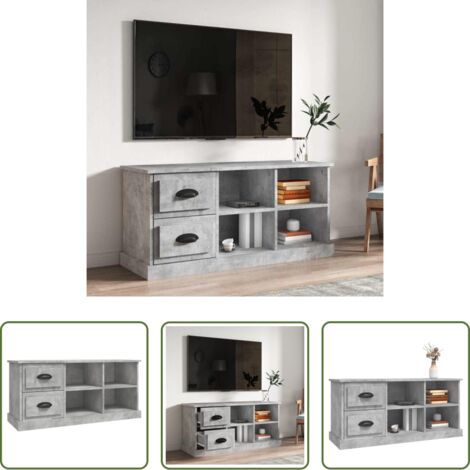 Madera contrachapada -  Mueble de TV madera contrachapada gris hormigón 102x35,5x47,5cm