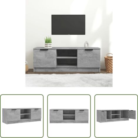 Madera contrachapada -  Mueble de TV madera contrachapada gris hormigón 102x35x36,5 cm