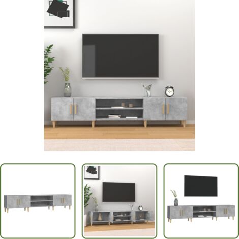 Madera contrachapada -  Mueble de TV madera contrachapada gris hormigón 180x31,5x40 cm