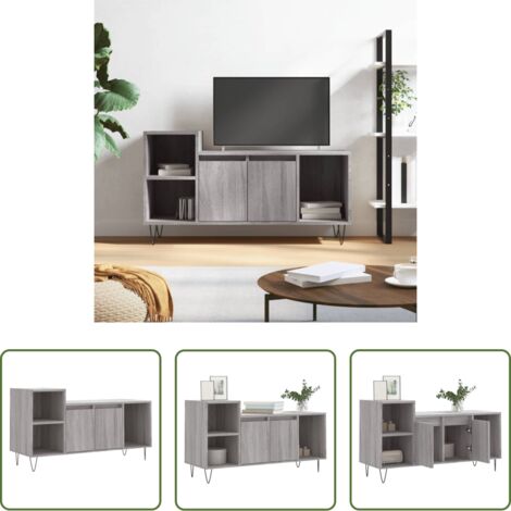 Madera contrachapada -  Mueble de TV madera contrachapada gris Sonoma 100x35x55 cm