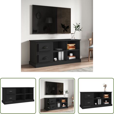 Madera contrachapada -  Mueble de TV madera contrachapada negro 102x35,5x47,5 cm