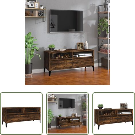 Madera contrachapada -  Mueble de TV madera contrachapada roble ahumado 100x34,5x44,5cm