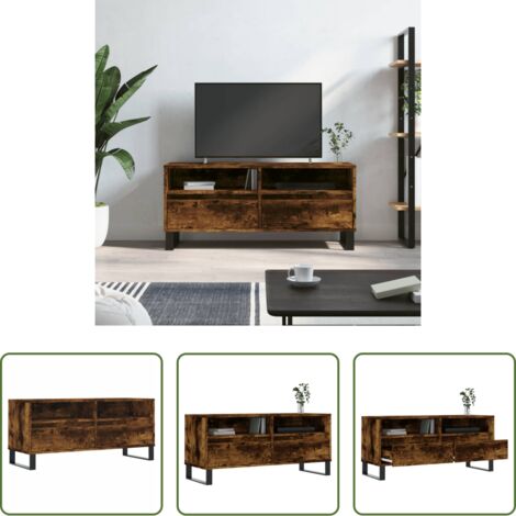 Madera contrachapada -  Mueble de TV madera contrachapada roble ahumado 100x34,5x44,5cm