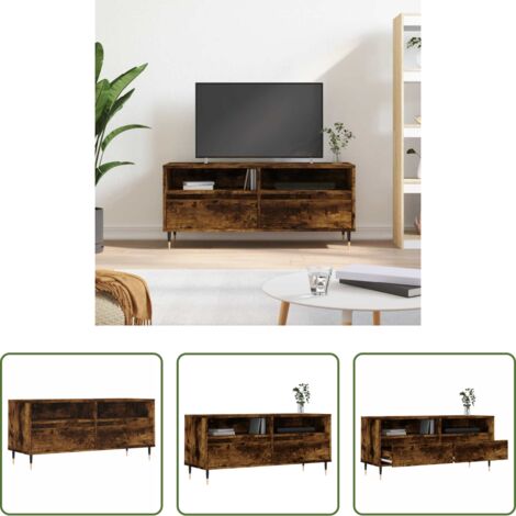 Madera contrachapada -  Mueble de TV madera contrachapada roble ahumado 100x34,5x44,5cm