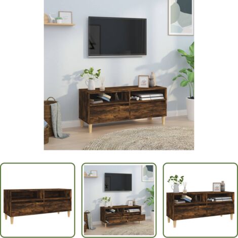 Madera contrachapada -  Mueble de TV madera contrachapada roble ahumado 100x34,5x44,5cm