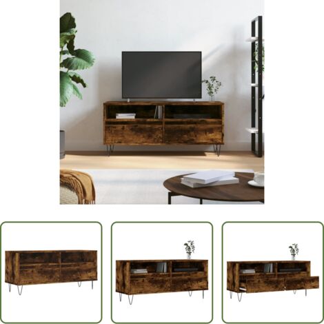 Madera contrachapada -  Mueble de TV madera contrachapada roble ahumado 100x34,5x44,5cm