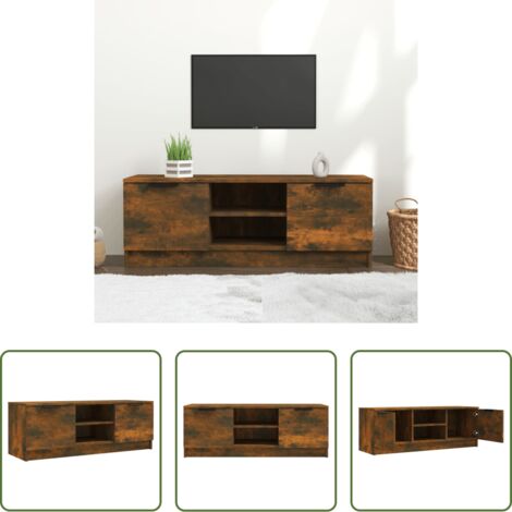 Madera contrachapada -  Mueble de TV madera contrachapada roble ahumado 102x35x36,5 cm