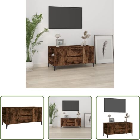 Madera contrachapada -  Mueble de TV madera contrachapada roble ahumado 102x44,5x50 cm