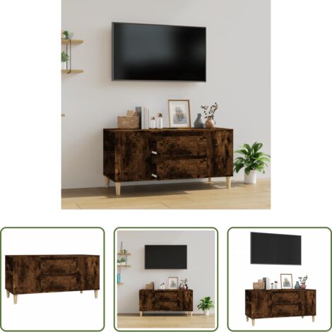 Madera contrachapada -  Mueble de TV madera contrachapada roble ahumado 102x44,5x50 cm
