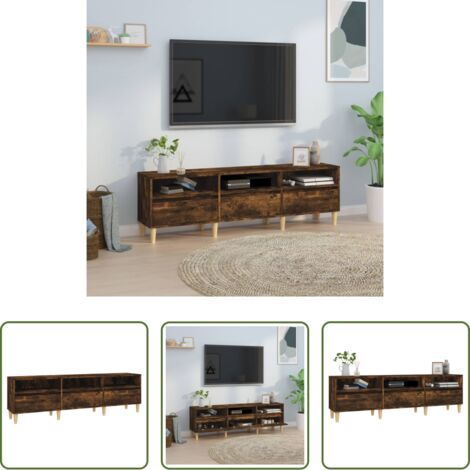 Madera contrachapada -  Mueble de TV madera contrachapada roble ahumado 150x30x44,5 cm