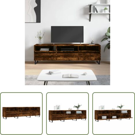 Madera contrachapada -  Mueble de TV madera contrachapada roble ahumado 150x30x44,5 cm