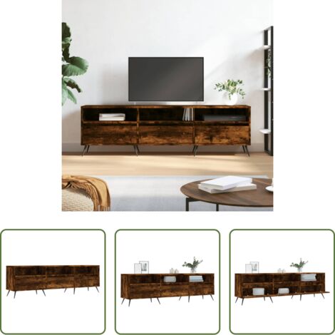 Madera contrachapada -  Mueble de TV madera contrachapada roble ahumado 150x30x44,5 cm