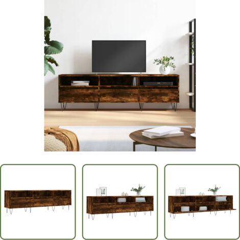 Madera contrachapada -  Mueble de TV madera contrachapada roble ahumado 150x30x44,5 cm