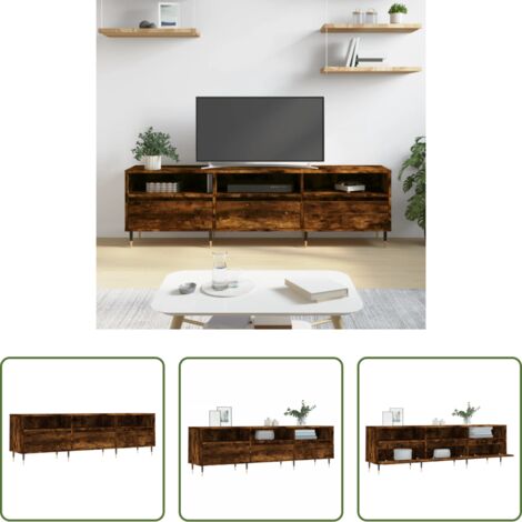 Madera contrachapada -  Mueble de TV madera contrachapada roble ahumado 150x30x44,5 cm