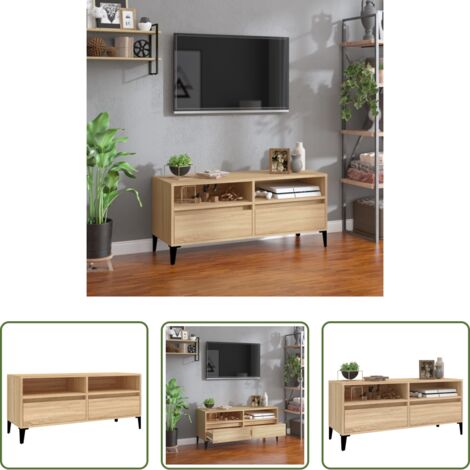 Madera contrachapada -  Mueble de TV madera contrachapada roble Sonoma 100x34,5x44,5 cm