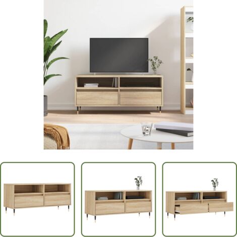 Madera contrachapada -  Mueble de TV madera contrachapada roble Sonoma 100x34,5x44,5 cm