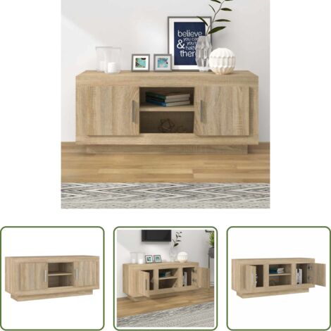 Madera contrachapada -  Mueble de TV madera contrachapada roble Sonoma 102x35x45 cm
