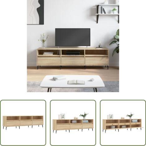 Madera contrachapada -  Mueble de TV madera contrachapada roble Sonoma 150x30x44,5 cm