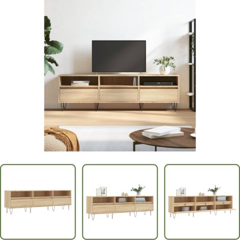 Madera contrachapada -  Mueble de TV madera contrachapada roble Sonoma 150x30x44,5 cm