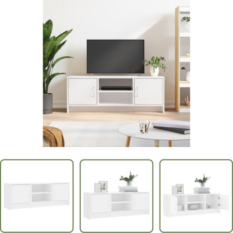 Madera contrachapada -  Mueble de TV madera de ingeniería blanco 102x30x37,5 cm