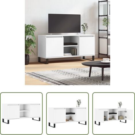 Madera contrachapada -  Mueble de TV madera de ingeniería blanco 104x35x50 cm