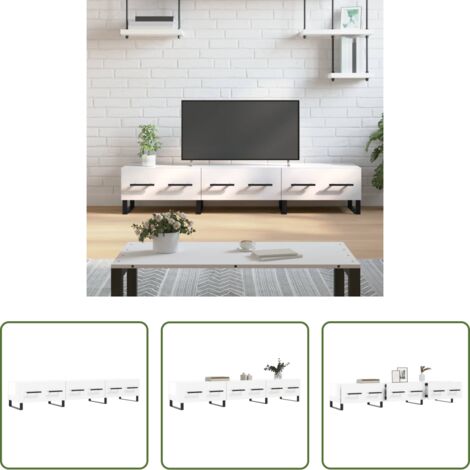 Madera contrachapada -  Mueble de TV madera de ingeniería blanco brillo 150x36x30 cm
