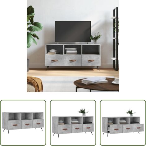 Madera contrachapada -  Mueble de TV madera de ingeniería gris hormigón 102x36x50 cm