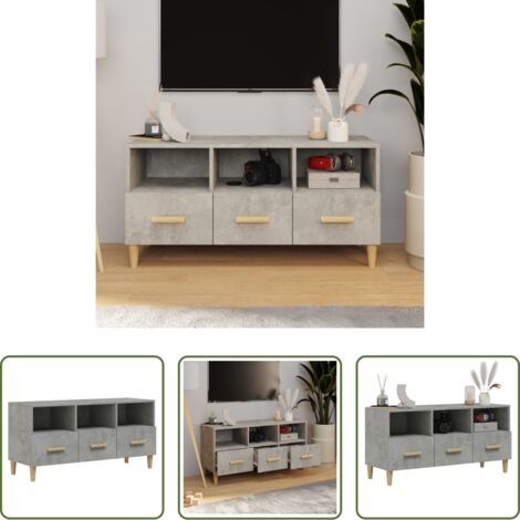 Madera contrachapada -  Mueble de TV madera de ingeniería gris hormigón 102x36x50 cm