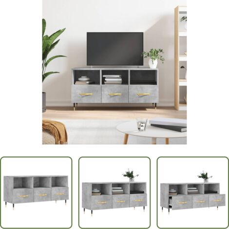 Madera contrachapada -  Mueble de TV madera de ingeniería gris hormigón 102x36x50 cm