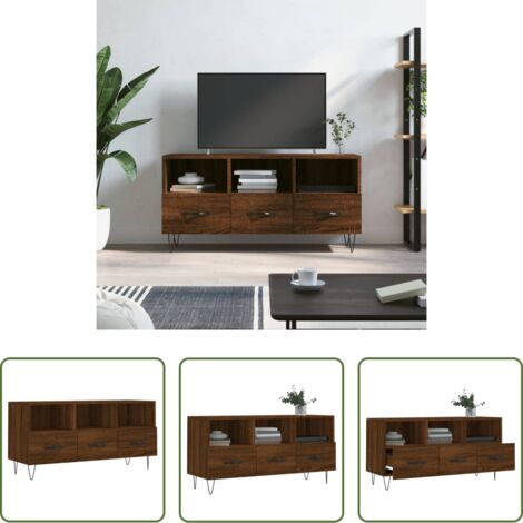 Madera contrachapada -  Mueble de TV madera de ingeniería marrón roble 102x36x50 cm
