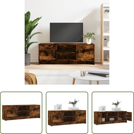 Madera contrachapada -  Mueble de TV madera de ingeniería roble ahumado 102x30x37,5 cm