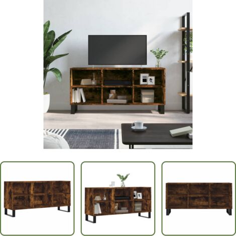 Madera contrachapada -  Mueble de TV madera de ingeniería roble ahumado 103,5x30x50 cm