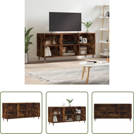 Madera contrachapada -  Mueble de TV madera de ingeniería roble ahumado 103,5x30x50 cm