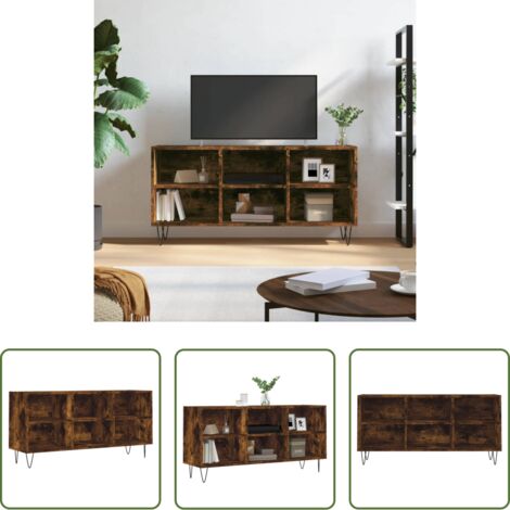 Madera contrachapada -  Mueble de TV madera de ingeniería roble ahumado 103,5x30x50 cm