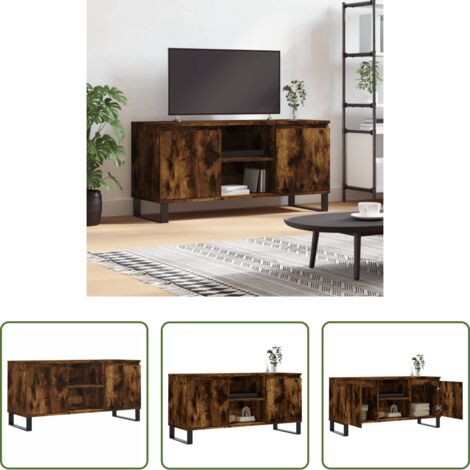 Madera contrachapada -  Mueble de TV madera de ingeniería roble ahumado 104x35x50 cm